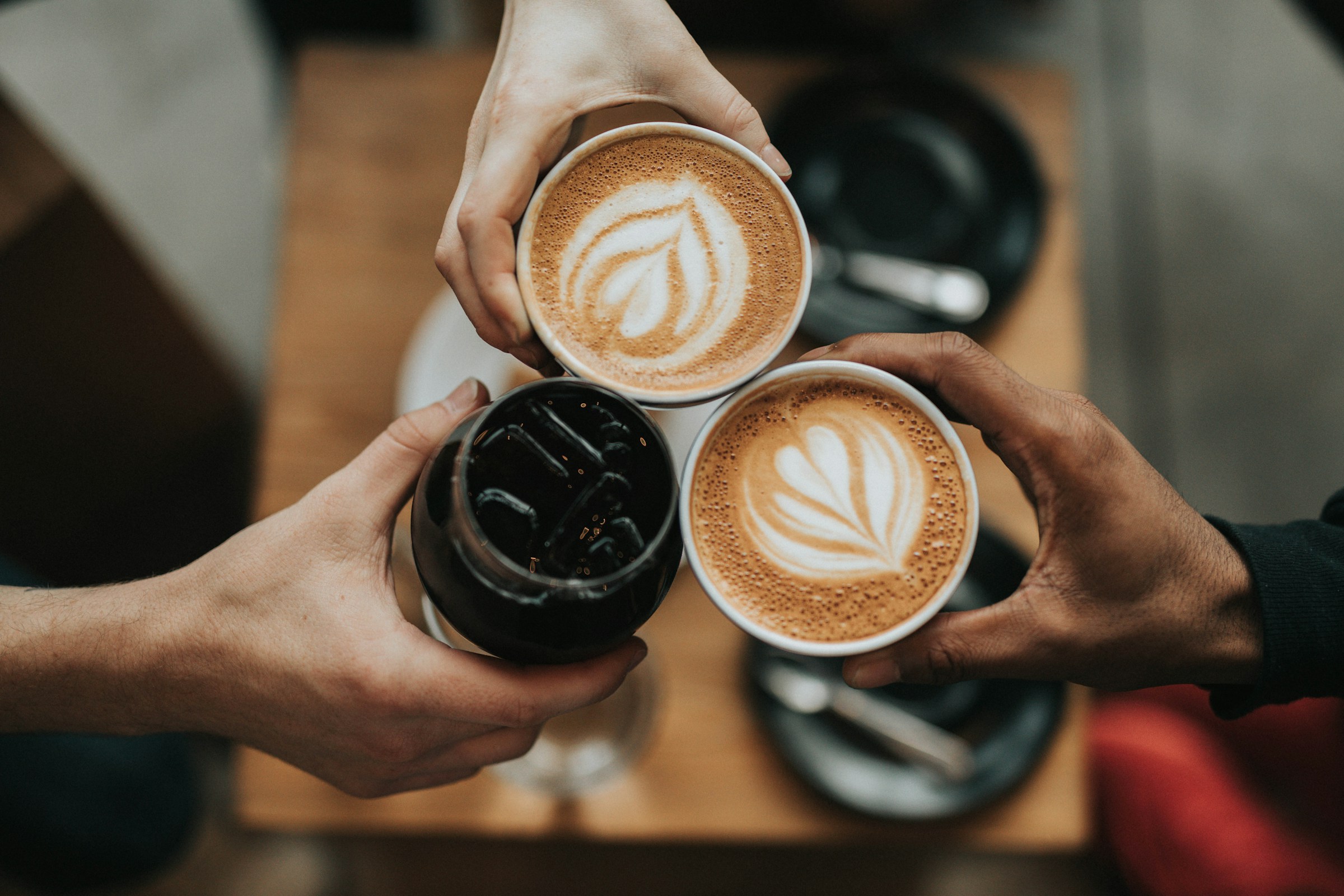 Top View of Three Lattes